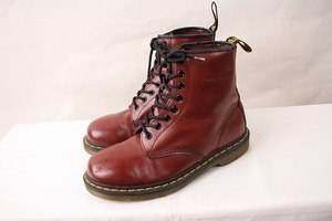  Dr. Martens UK6/24.5cm~25.0cm/8 hole bar gun ti wine boots leather drmartens men's lady's used dh2668