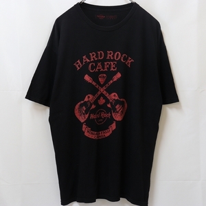 ハードロックカフェ XL Tシャツ 黒 赤 HardRock CAFE ビッグサイズ 大きめ 半袖 クルーネック メンズ 古着 中古 st247