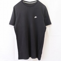 ナイキ Tシャツ M 位 黒 NIKE 半袖 ワンポイントロゴ クルーネック メンズ レディース 古着 中古 st39_画像1