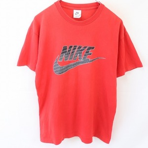 ナイキ Tシャツ M 赤 黒 NIKE 半袖 ロゴ クルーネック メンズ 古着 中古 st4