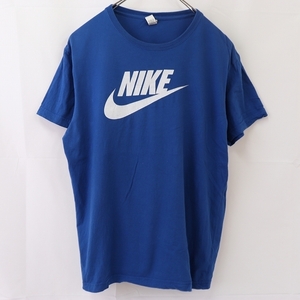 ナイキ Tシャツ L 青 白 NIKE 半袖 プリント ロゴ クルーネック メンズ レディース 古着 中古 st152