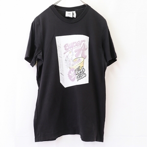 アディダス Tシャツ L 黒 ブラック 半袖 adidas プリント T クルーネック ビッグサイズ /トレフォイル メンズ レディース 古着 中古 st73