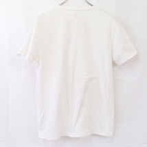 トミーヒルフィガー M Tシャツ 白 ワンポイント 刺繍 Tommy Hilfiger 半袖 Vネック メンズ 古着 中古 st162_画像2