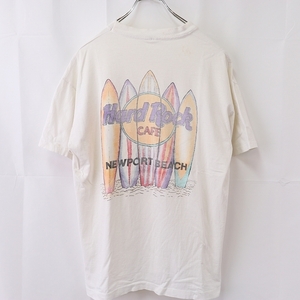 90's ハードロックカフェ L USA製 Tシャツ 白 HardRock CAFE ビンテージ 半袖 90年代 クルーネック メンズ 古着 中古 st83