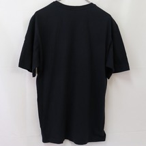 FILA Tシャツ M 黒 ワンポイント 刺繍 ロゴ フィラ 大きめ 半袖 クルーネック メンズ レディース 古着 中古 st242_画像2