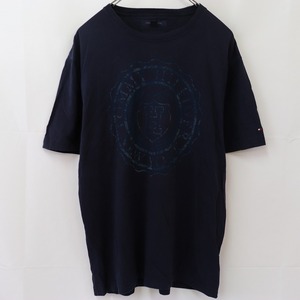トミーヒルフィガー L ネイビー 紺 ロゴ ビッグサイズ Tシャツ Tommy Hilfiger 半袖 メンズ レディース 古着 中古 st240