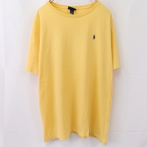 ラルフローレン Tシャツ XL 黄 紺 ワンポイント POLO RALPH LAUREN ビッグサイズ 大きめ 半袖 クルーネック メンズ 古着 st106