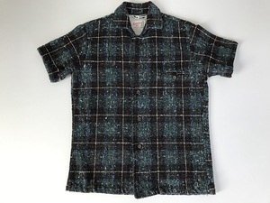  Vintage short sleeves knitted shirt Tempo THE CALIFORNIA SHIRT 50sfif tea z rockabilly Mid-century modern check pattern 