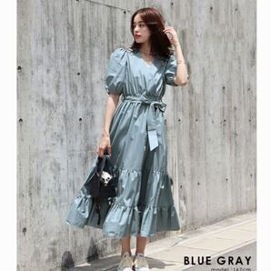 ロング丈の半袖ティアードシャツワンピース BLUEEAST ブルーイースト