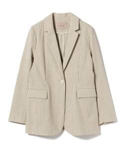 BEAMS LIGHTS Beams laitsu soccer stripe tailored jacket feather woven beige stripe size 36