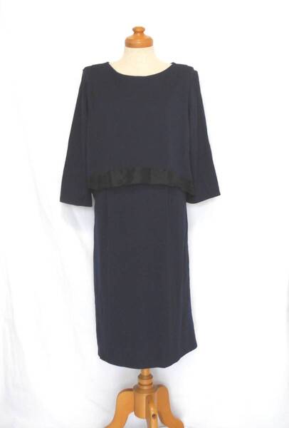 〔美品 送料無料!〕 Otto collection オットーコレクション ネイビー ジャージー素材 ワンピース ( 紺 ストレッチ ゆったり ワンピ 洗える