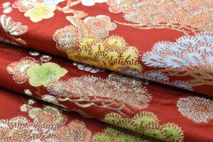 【桜庭呉服店】袋名古屋帯 六通柄 花 松 遠山文 金糸 帯丈418cm