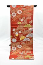 【桜庭呉服店】袋名古屋帯 六通柄 花 松 遠山文 金糸 帯丈418cm_画像3