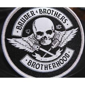 黒白◆新品Brotherhood兄弟ドクロBruder4brothersピストン　エンジンウィングワッペン◆ドイツ　アメリカ◆ミリタリー・オートバイ・ロック