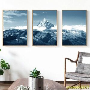 P1637: nature snowy mountains wall art scenery canvas picture ska nji navi a poster living room .. equipment ornament photograph 