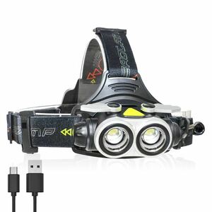 LED ヘッドライト 超軽量 小型 四つ点灯モード 防水 ズーム機能 角度調整 800ルーメン 最大距離200m 夜釣り