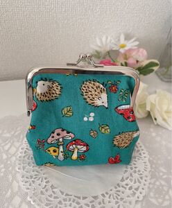 がま口ポーチ 小銭入れ ハンドメイド 小物入れ がま口 ハリネズミ 花柄