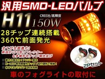 オデッセイ RB1 2 後期 150W LEDバルブ 28連 H11 黄 黄 アンバー イエロー 3000K ライト 外装 プロジェクター 12V/24V 車検対応_画像1