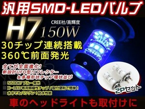 定形外 マークX マイナー後 GRX12 LED プロジェクター ヘッドライト H7 ブルー ロービーム CREE 150W 12V 24V バルブ ライト 簡単交換