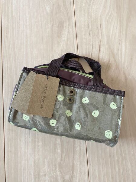 【新品、タグ付き】Brun Fonce ブランフォンセ 取っ手付き お化粧ポーチ ポーチ取り外しできます。