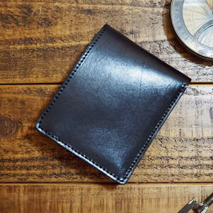 栃木レザー ハーフウォレット 二つ折り財布 手作り レザー 革 ハンドメイド 小銭入れつき タンニンなめし 牛革 ヌメ 茶 ブラック