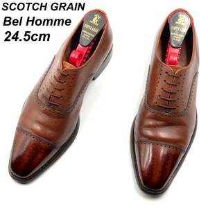 即決 SCOTCH GRAIN スコッチグレイン ベルオムマーブル 24.5cmE 756DBR メンズ レザーシューズ ストレートチップ 茶 ブラウン 革靴 皮靴