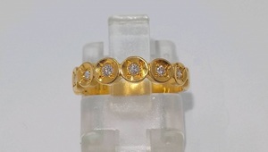 K18 YG 1.8g diamond 0.11ct ring 6 number 