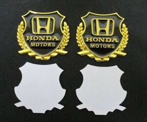 【新品・即決】3D HONDA ホンダ ゴールド ステッカー 5.1cm×5.4cm 2枚 給油口 ボディ ガラス