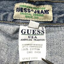 【90s】GUESS ゲス デニムバギーショーツ W36 インディゴ 色落ち 三角タグ ワイド ショートパンツ 短パン ゲスパン ヴィンテージ 正規品_画像5