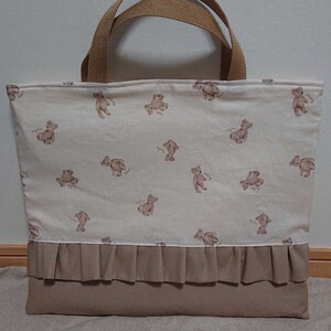 レッスンバッグ ハンドメイド おけいこバッグ くま柄バッグ