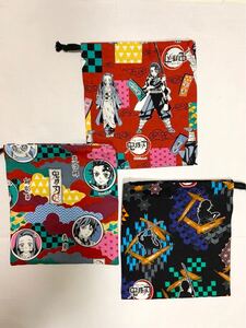 鬼滅の刃 コップ袋3点 ハンドメイド