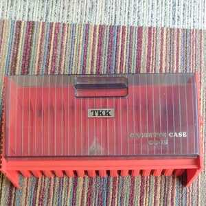  cassette tape storage case CC-15 TKK plastic Showa Retro that time thing red red 