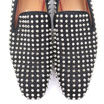 美品 クリスチャンルブタン DANDELION SPIKES スタッズローファー メンズ 黒 シルバー 41 スリッポン Christian Louboutin_画像4