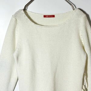  Anne Klein ANNE KLEIN tops knitted sweater long sleeve plain white M size lady's side ribbon 