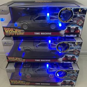 【JADA TOYS】1:24 BACK TO THE FUTURE ライト点灯 Ⅰ.Ⅱ.Ⅲ 3台セット 新品未開封の画像1