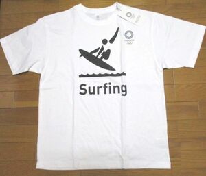 新品　サーフィン　東京オリンピック　棒人間　白　Tシャツ　LLサイズ　surfing　TOKYO　2020　廃盤　ピクトグラム　surf