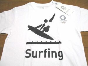 新品　サーフィン　東京オリンピック　棒人間　白　Tシャツ　Sサイズ　surfing　TOKYO　2020　廃盤　ピクトグラム　surf