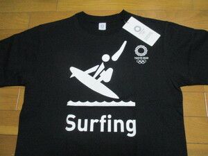 新品　サーフィン　東京オリンピック　棒人間　黒　Tシャツ　Mサイズ　surfing　TOKYO　2020　廃盤　ピクトグラム　surf