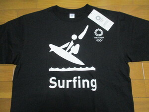 新品　サーフィン　東京オリンピック　棒人間　黒　Tシャツ　Lサイズ　surfing　TOKYO　2020　廃盤　ピクトグラム　surf