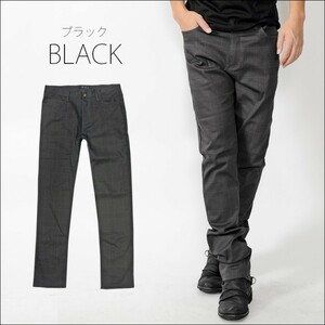 美脚グレンチェックストレッチスキニーパンツ24124-bjカジュアル スキニー新品グレンチェックブラックLL