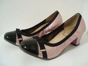 meili-dollmei Lead -ru elegant atmosphere. ballet shoes manner pumps toes . enamel material pink / black L (24.0-24.5cm)
