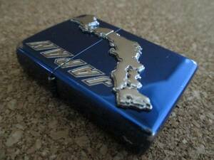 ZIPPO [JAPAN map of Japan blue ]2009 year 9 month manufacture blue oil lighter Zippo waste version ultra rare 