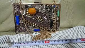  rare article! ultra rare!zara basic! colorful! Gold! beautiful! bag! pouch! pochette! accessory! chain! miscellaneous goods!s1
