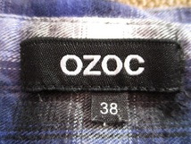 1096【送料無料】OZOC オゾック レディース 長袖 ネルシャツ M カジュアル シンプル ベーシック 綿100％ ポケット付 ブルー系 チェック_画像3