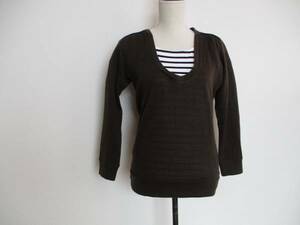 947[ free shipping ]iiMK I I.M ke- Michel Klein long sleeve knitted sweater M dark brown . origin deepen wool ... feeling thin shoulder equipment ornament 