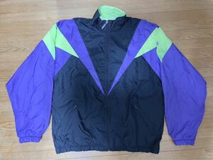 送料無料 グッドカラー 90s NIKE ナイキ 銀タグ ナイロンジャケット サイズM パープル×ブラック×ネオンイエロー