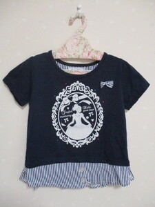 ■ La petit Lilly ■ 可愛いプリンセス 半袖Tシャツ 120㎝ 紺 20415