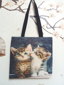 2匹の子猫 トートバッグ ショッピングバック エコバック 折りたたみ
