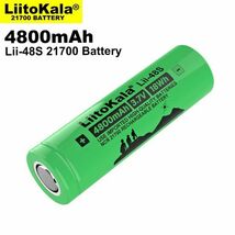 LiitoKala 大容量リチウムイオンバッテリー Lii-48S 21700 3.7V 4800mAh 9.6A フラットトップ リチウムイオン電池 充電池 電子タバコ E292_画像1
