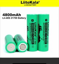 LiitoKala 大容量リチウムイオンバッテリー Lii-48S 21700 3.7V 4800mAh 9.6A フラットトップ リチウムイオン電池 充電池 電子タバコ E292_画像3